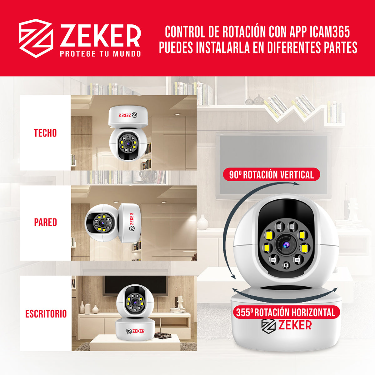 Pack x3 Cámara De Seguridad Interior Wifi IP Zeker 2MP 5G