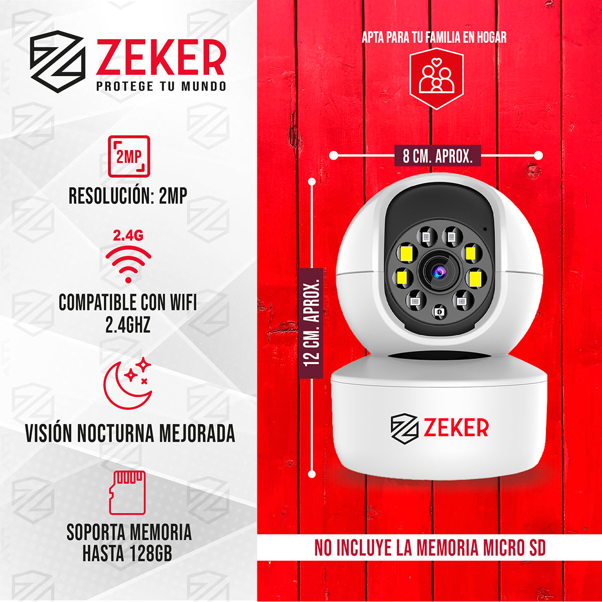 Pack x3 Cámara De Seguridad Interior Wifi IP Zeker 2MP 5G