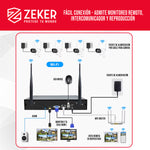 Kit Nvr Camaras Zeker Seguridad 1080p FHD + Disco Duro 500gb
