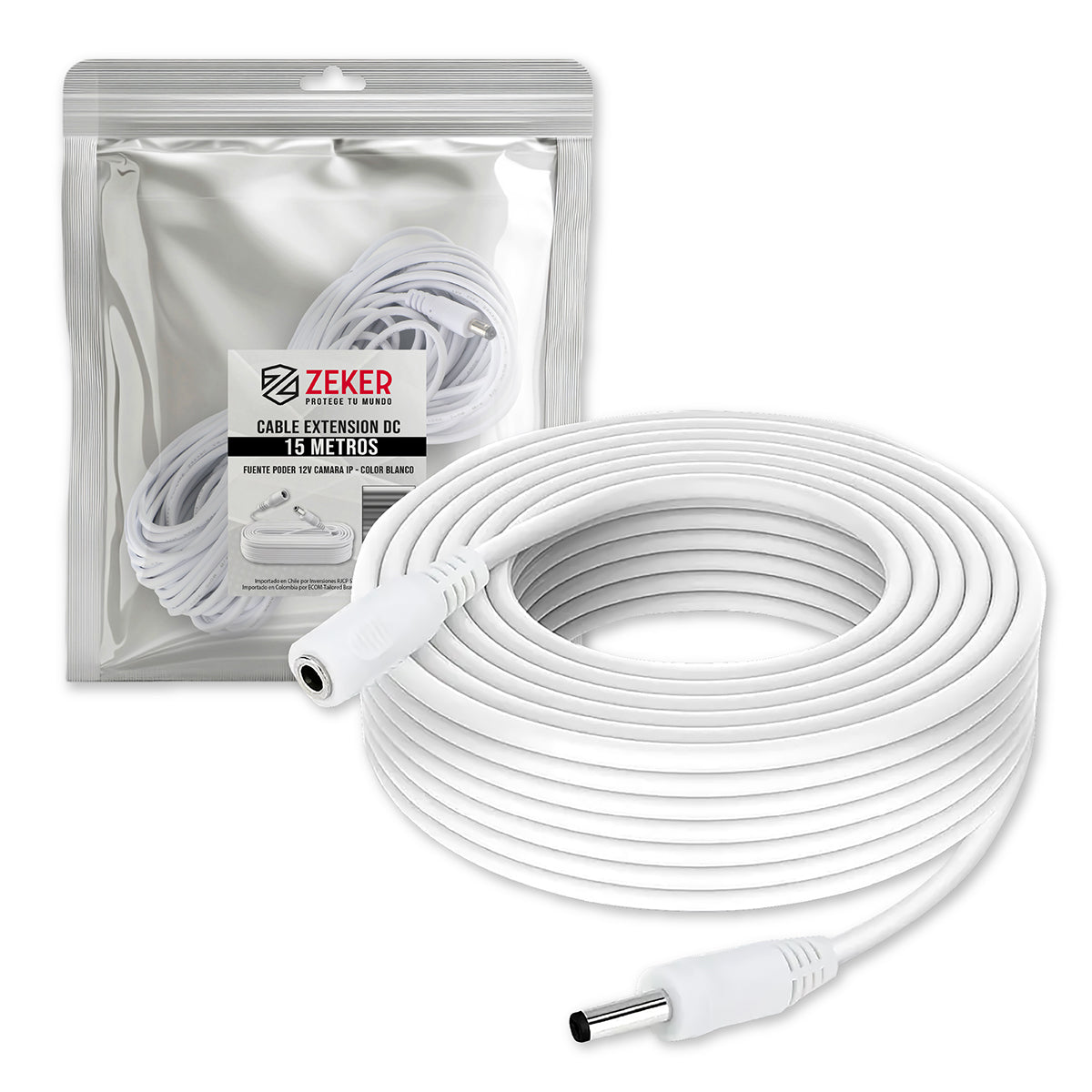 Cable Camara Seguridad Zeker Extensor Universal 15 Mts 12v