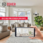 Cable Dual Camara Seguridad Zeker Extensor Poder Ethernet 5m