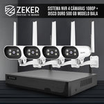 Kit Nvr Camaras Zeker Seguridad 1080p FHD + Disco Duro 500gb