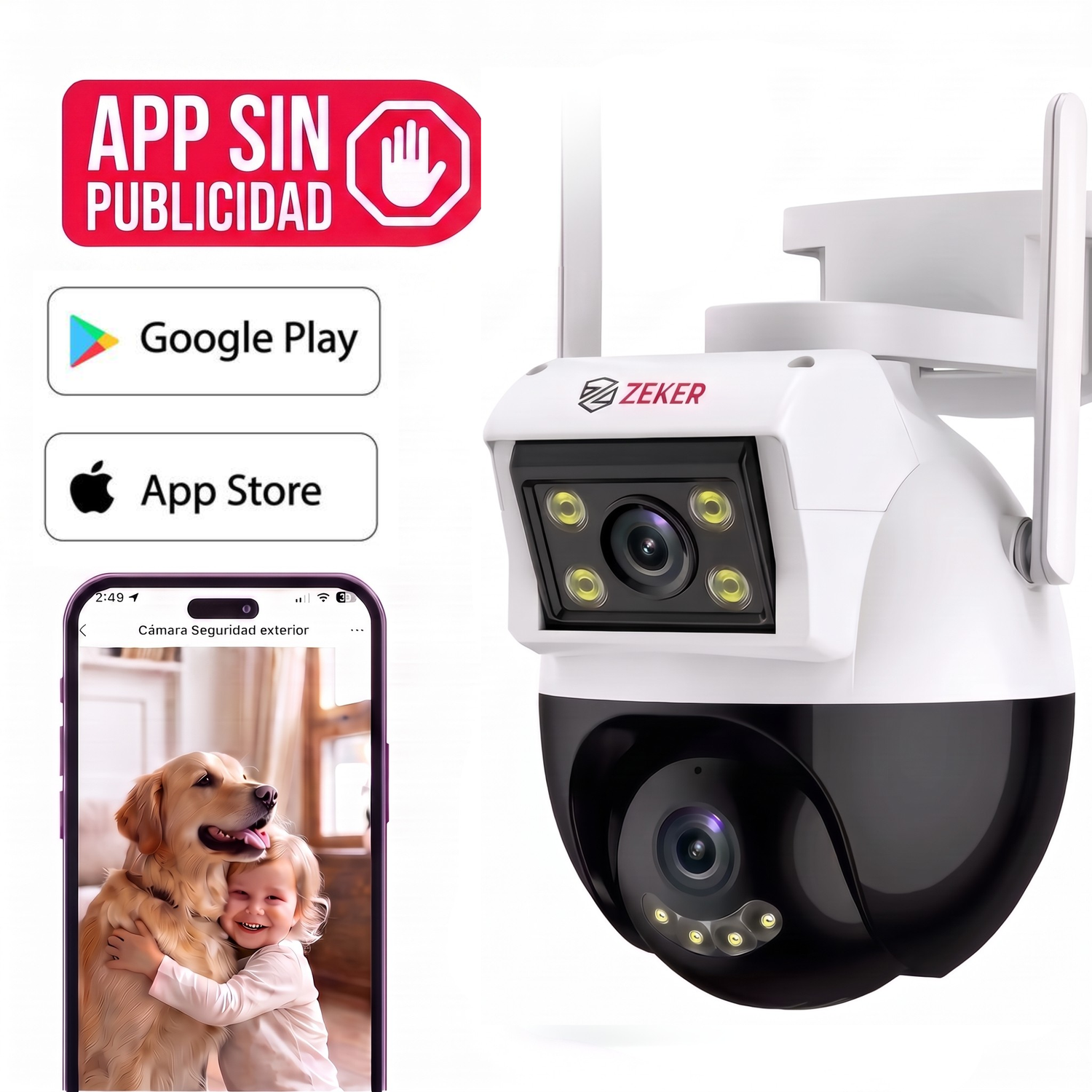 Camara de Seguridad Domo Zeker 4MP 2.4G Wifi Impermeable