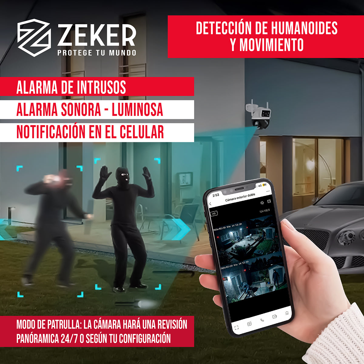 Camara de Seguridad Domo Zeker 4MP 2.4G Wifi Impermeable