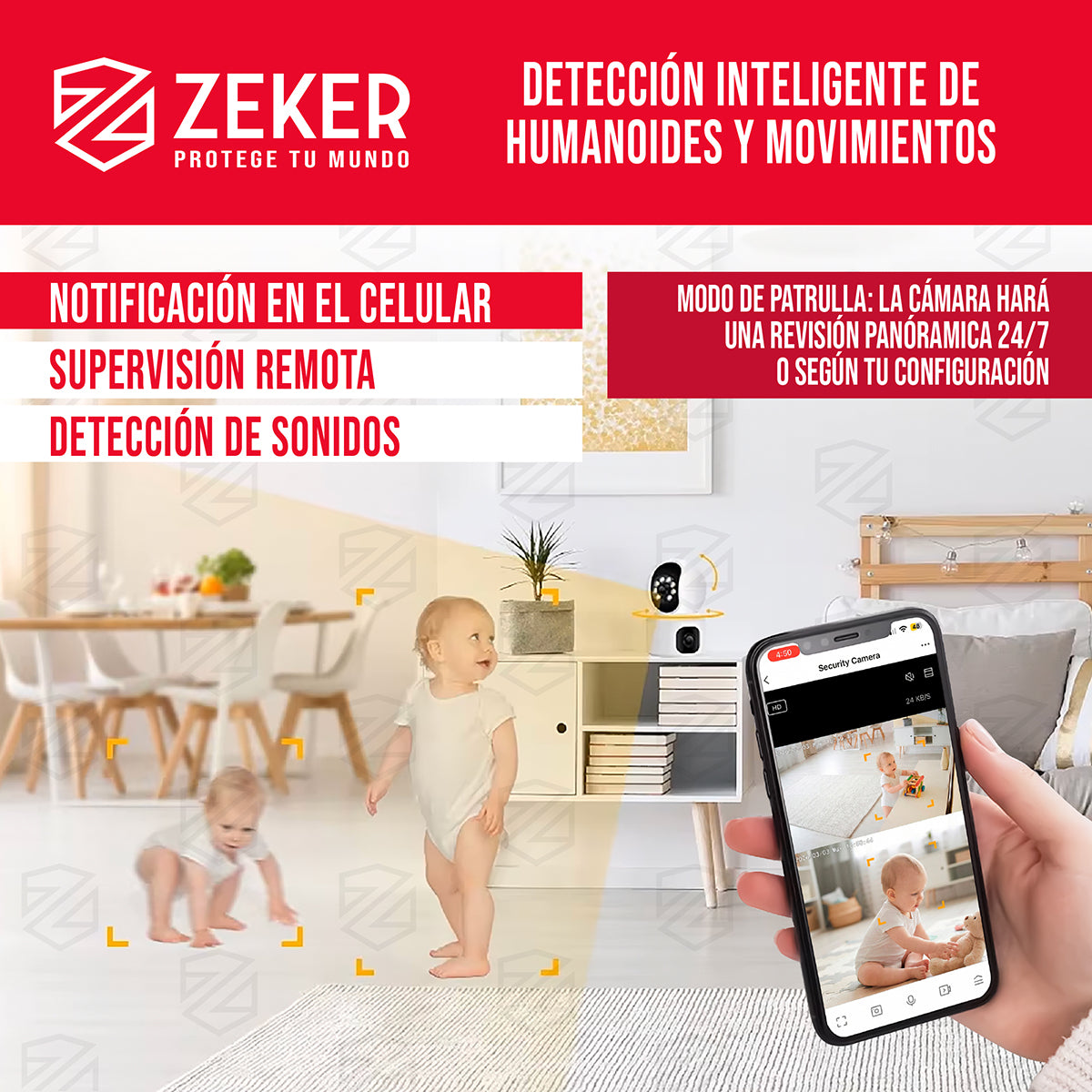 Camara De Seguridad Interior Doble Zeker 4MP 2.5Ghz Wifi IP