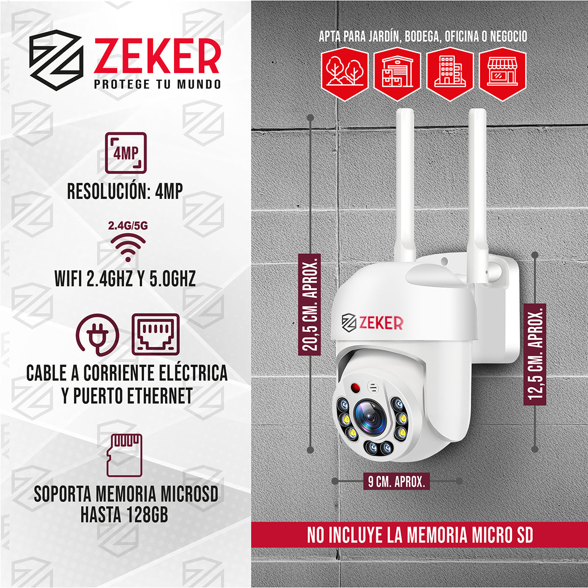 Pack X3 Camara De Seguridad Wifi Impermeable Zeker 4mp 2.4g