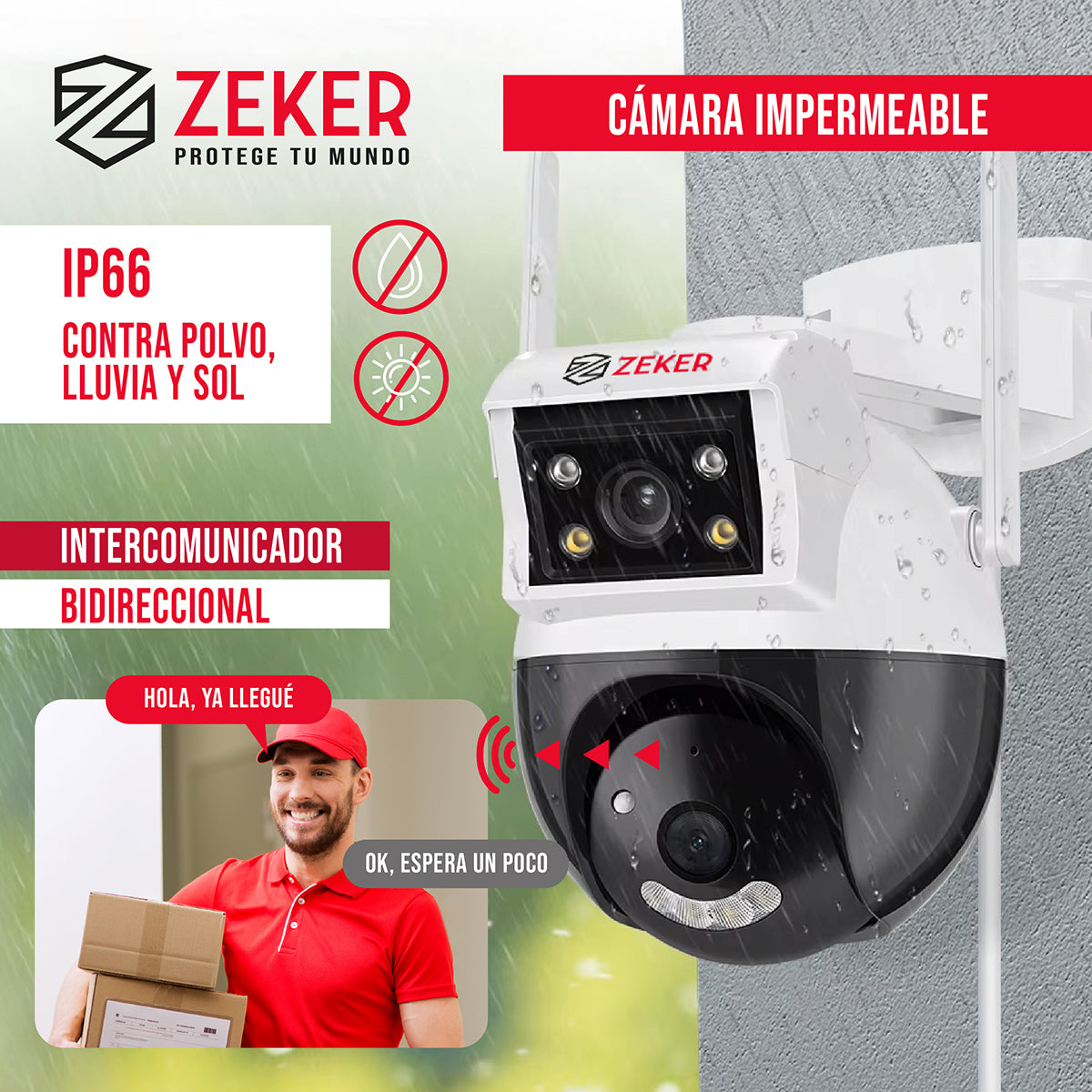Camara de Seguridad Domo Zeker 4MP 2.4G Wifi Impermeable