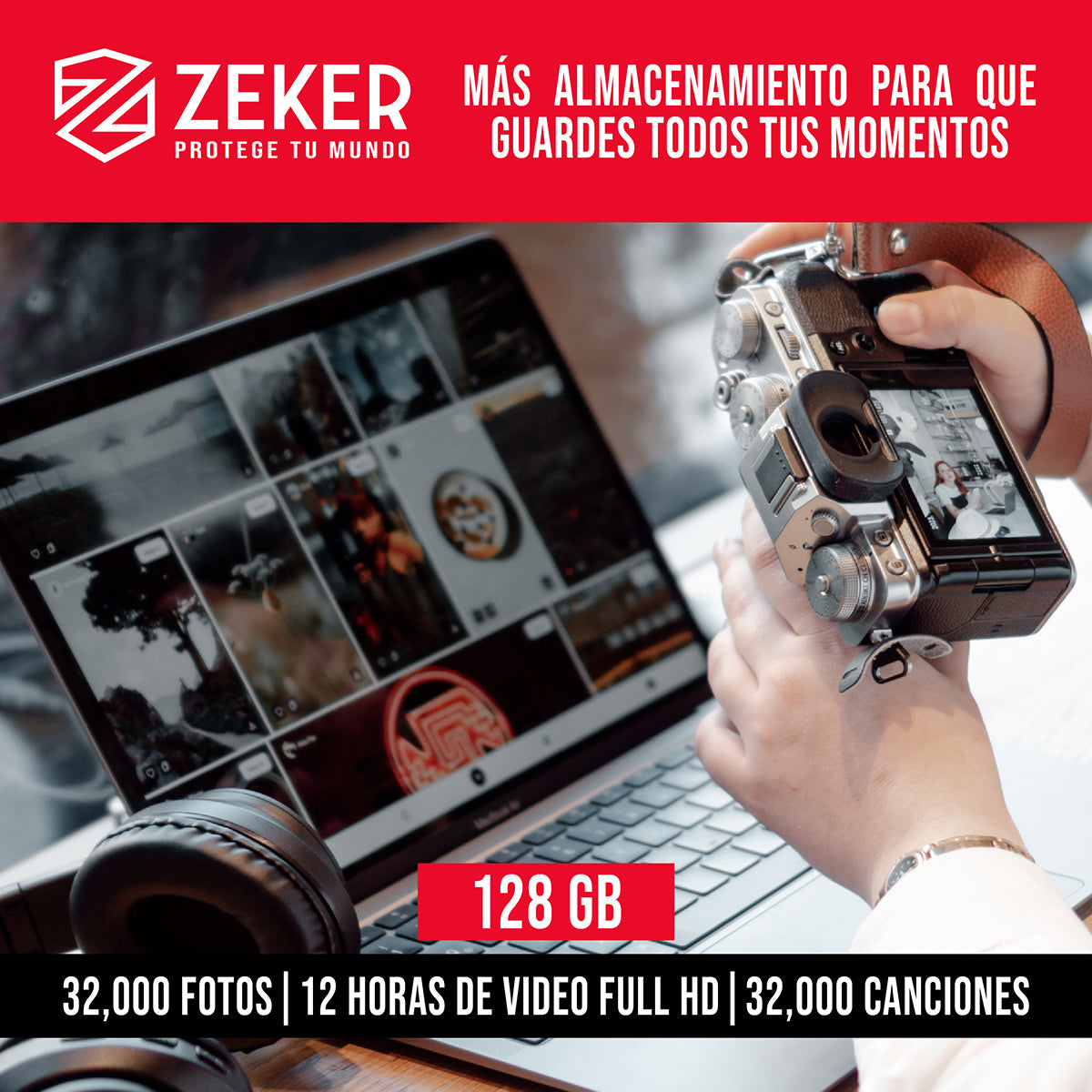 Tarjeta Micro Sd Memoria 128 Gb Zeker 100mbps Adaptador SD
