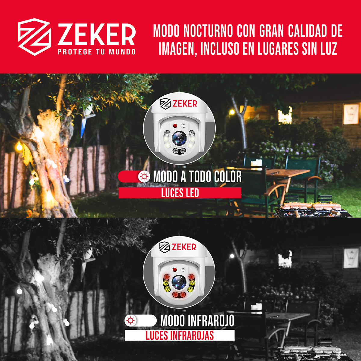 Cámara PTZ 2MP Zeker nocturna