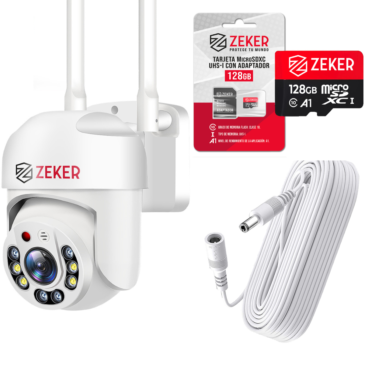 Kit Cámara PTZ 2MP + Cable 5MTS + MicroSD 128GB