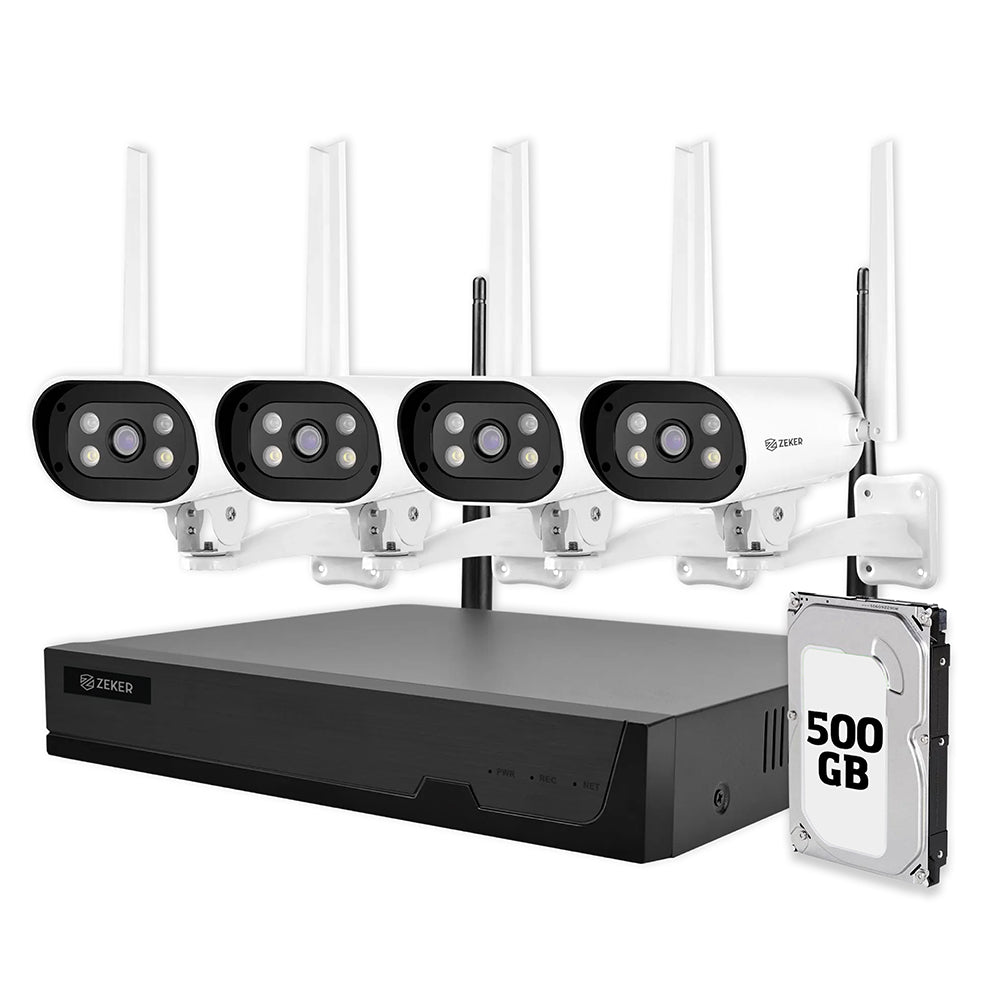 Kit Nvr 4 Camaras Bullet Zeker Seguridad 2MP 500GB