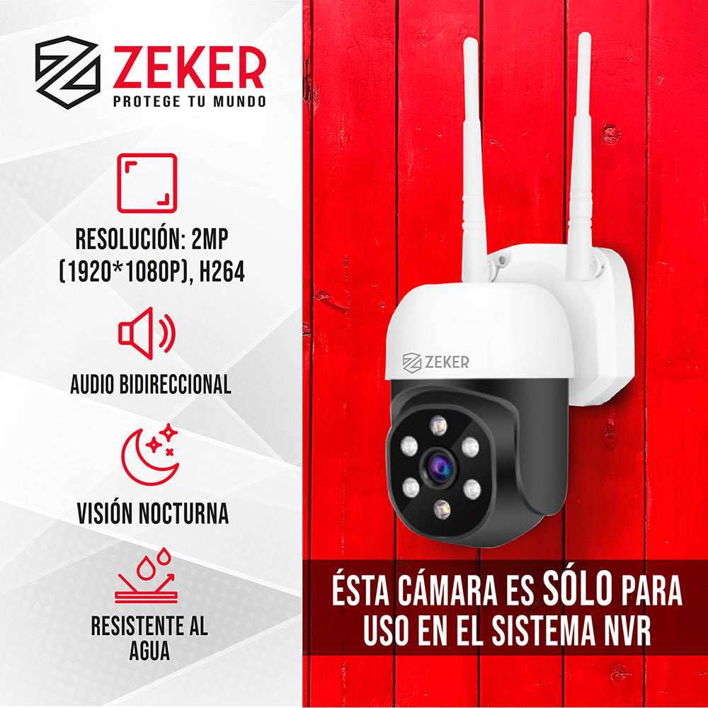 Cámara NVR Exterior 2MP 12V DC Compatible Zeker