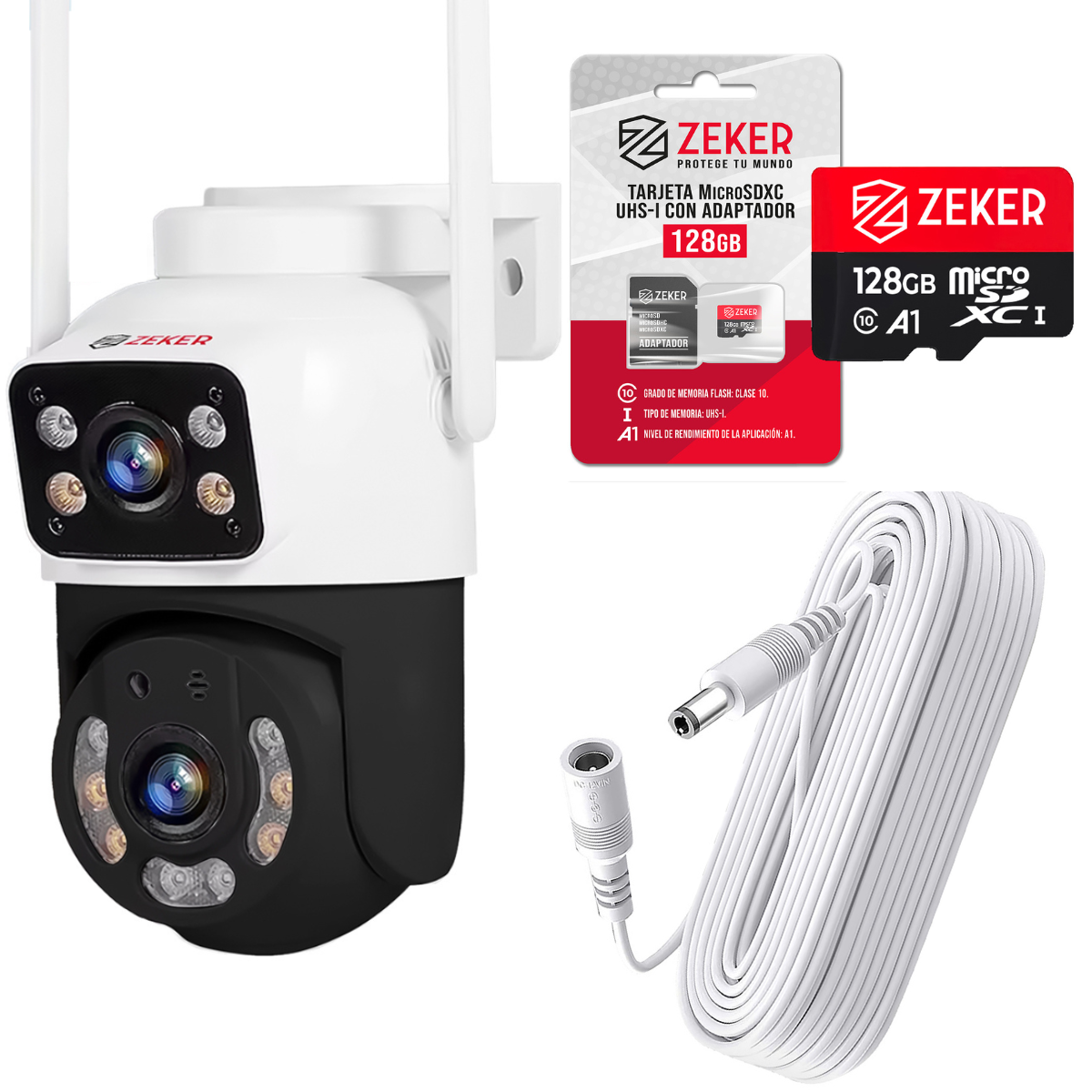 Kit Cámara Doble Lente 2MP + Cable 5MTS + MicroSD 128GB - Default Title