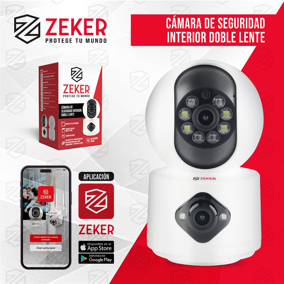 Camara De Seguridad Interior Doble Zeker 4MP 2.5Ghz Wifi IP