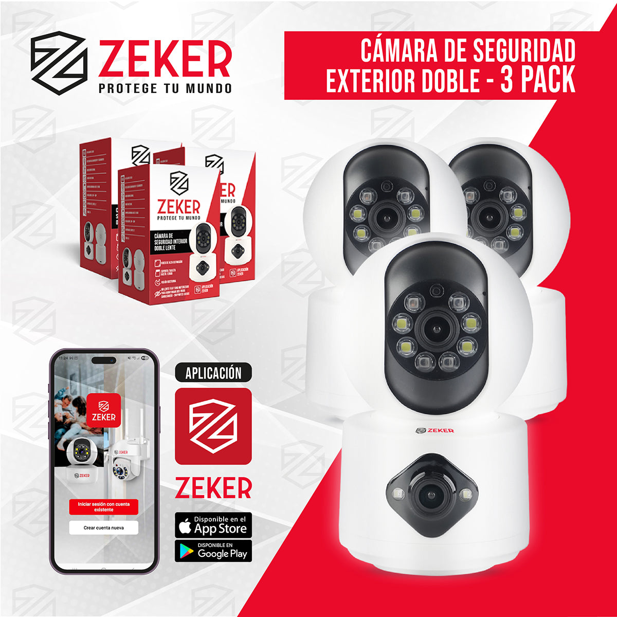 Camara De Seguridad Interior Doble Zeker 4MP 2.4G Wifi IP x3