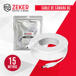 Cable Camara Seguridad Zeker Extensor Universal 15 Mts 12v