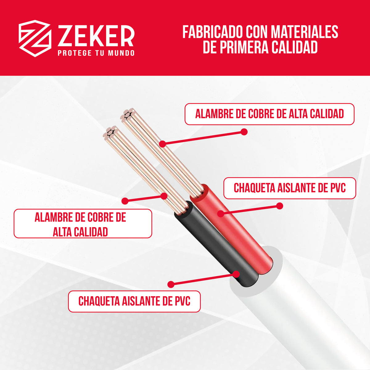 Cable Dual Camara Seguridad Zeker Extensor Poder Ethernet 5m