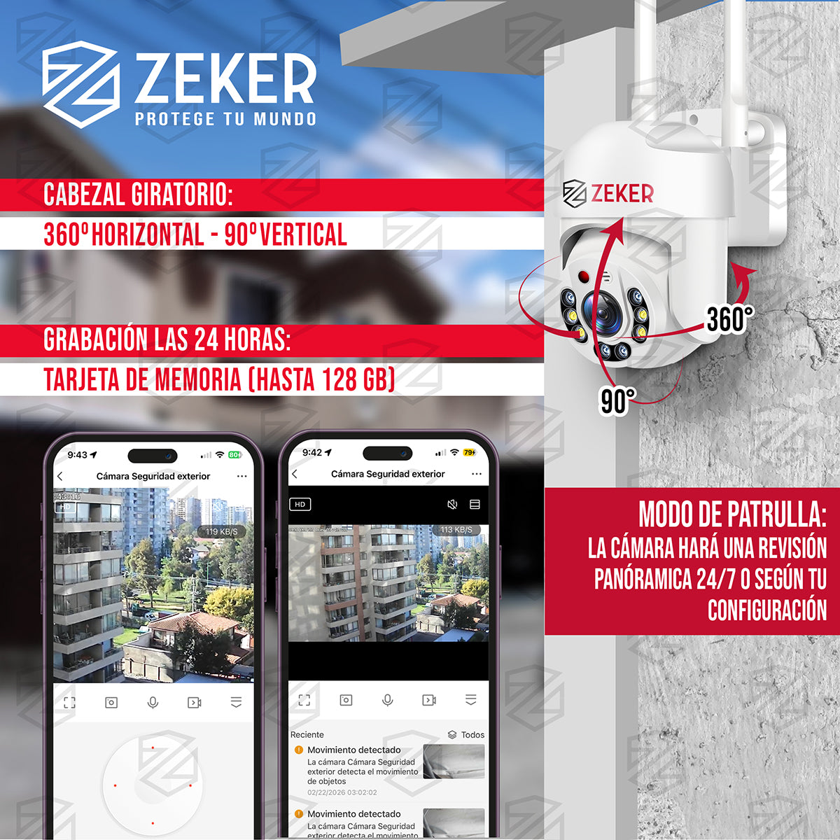 Pack X3 Camara De Seguridad Wifi Impermeable Zeker 4mp 2.4g