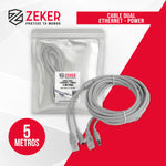 Cable Dual Camara Seguridad Zeker Extensor Poder Ethernet 5m