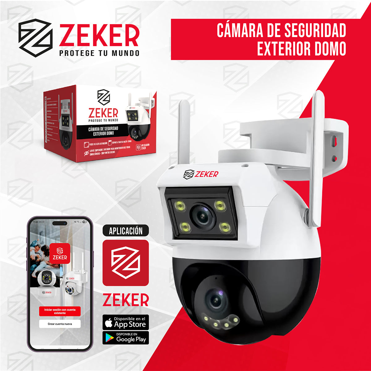 Camara de Seguridad Domo Zeker 4MP 2.4G Wifi Impermeable