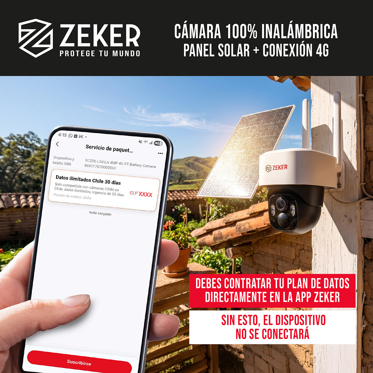 Cámara De Seguridad 4G Solar Exterior 4MP Zeker