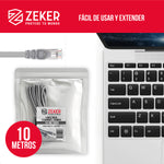 Cable Camara Seguridad Zeker Dual Extensor 10M Dc + Ethernet