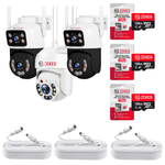 Kit 3 Cámaras Puntos Ciegos + 3 Cables 5MTS + 3 MicroSD 128GB