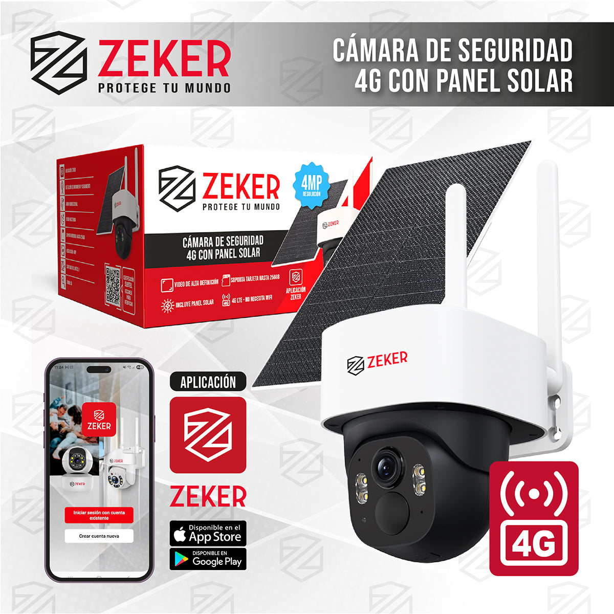 Cámara De Seguridad 4G Solar Exterior 4MP Zeker