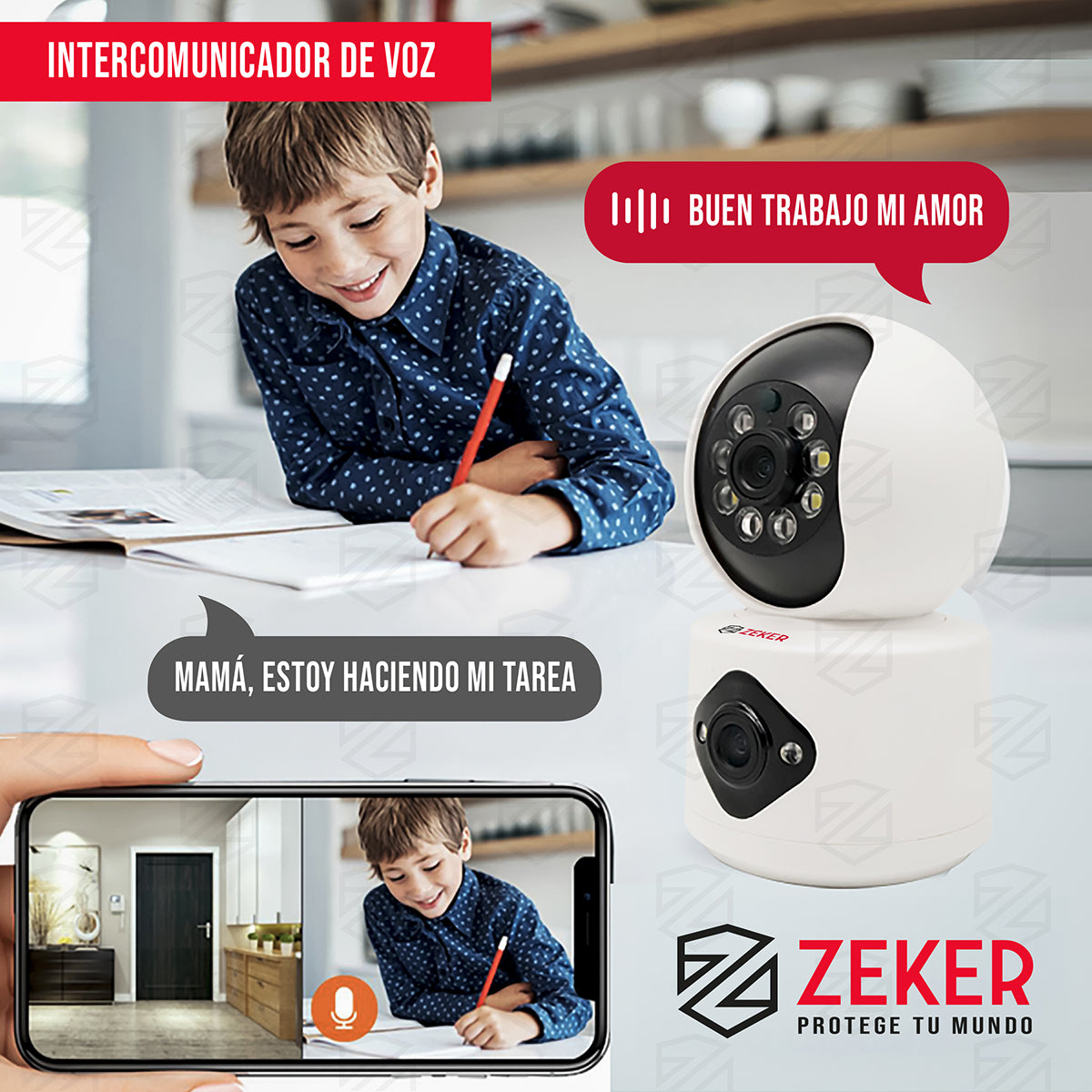 Camara De Seguridad Interior Doble Zeker 4MP 2.5Ghz Wifi IP
