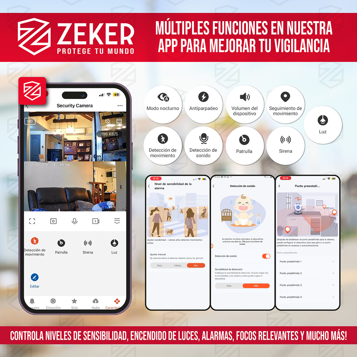 Camara De Seguridad Interior Doble Zeker 4MP 2.5Ghz Wifi IP