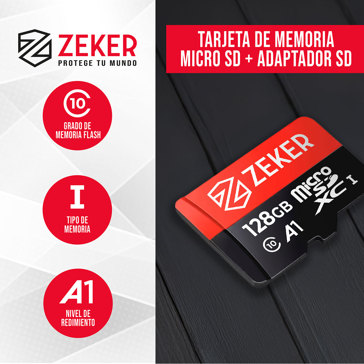 Tarjeta Micro Sd Memoria 128 Gb Zeker 100mbps Adaptador SD