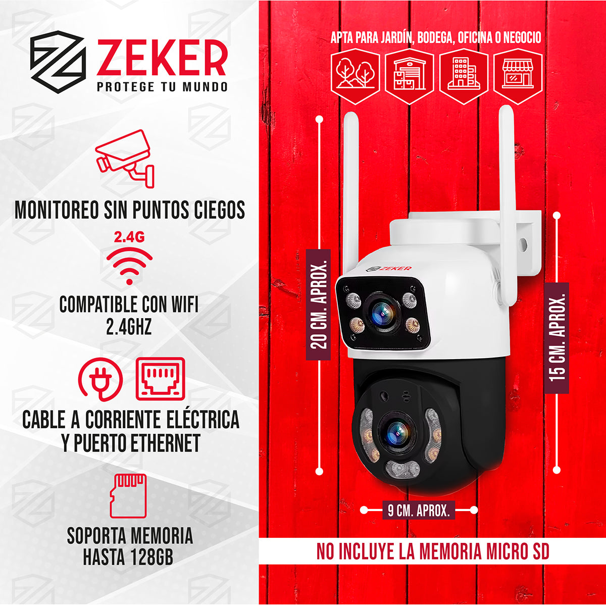Pack x2 Cámara De Seguridad 2.4G Zeker Doble 4MP Impermeable