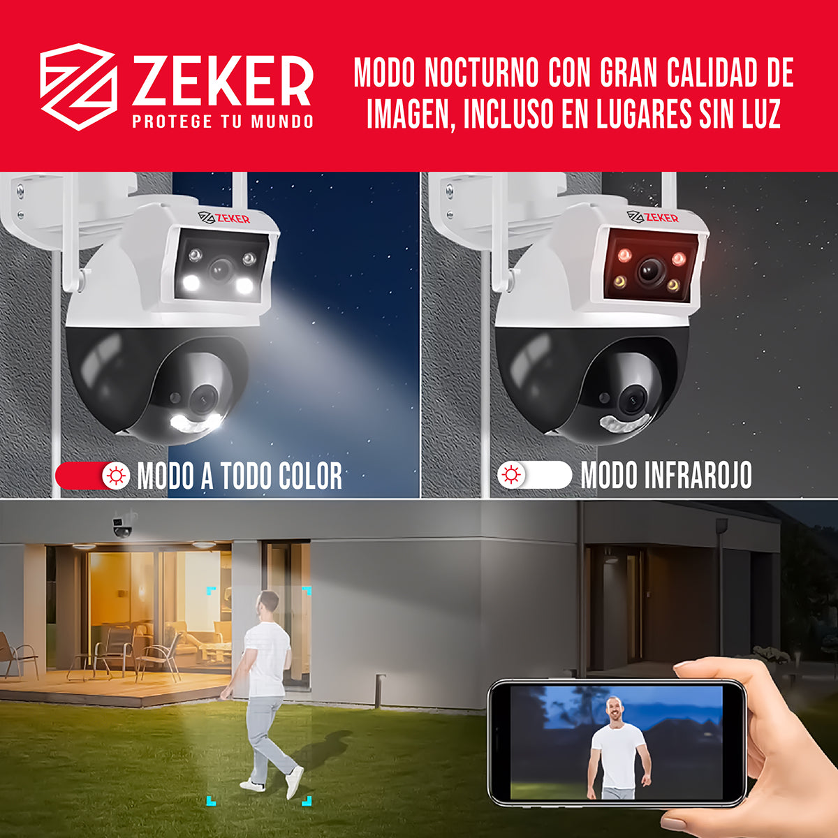 Camara de Seguridad Domo Zeker 4MP 2.4G Wifi Impermeable