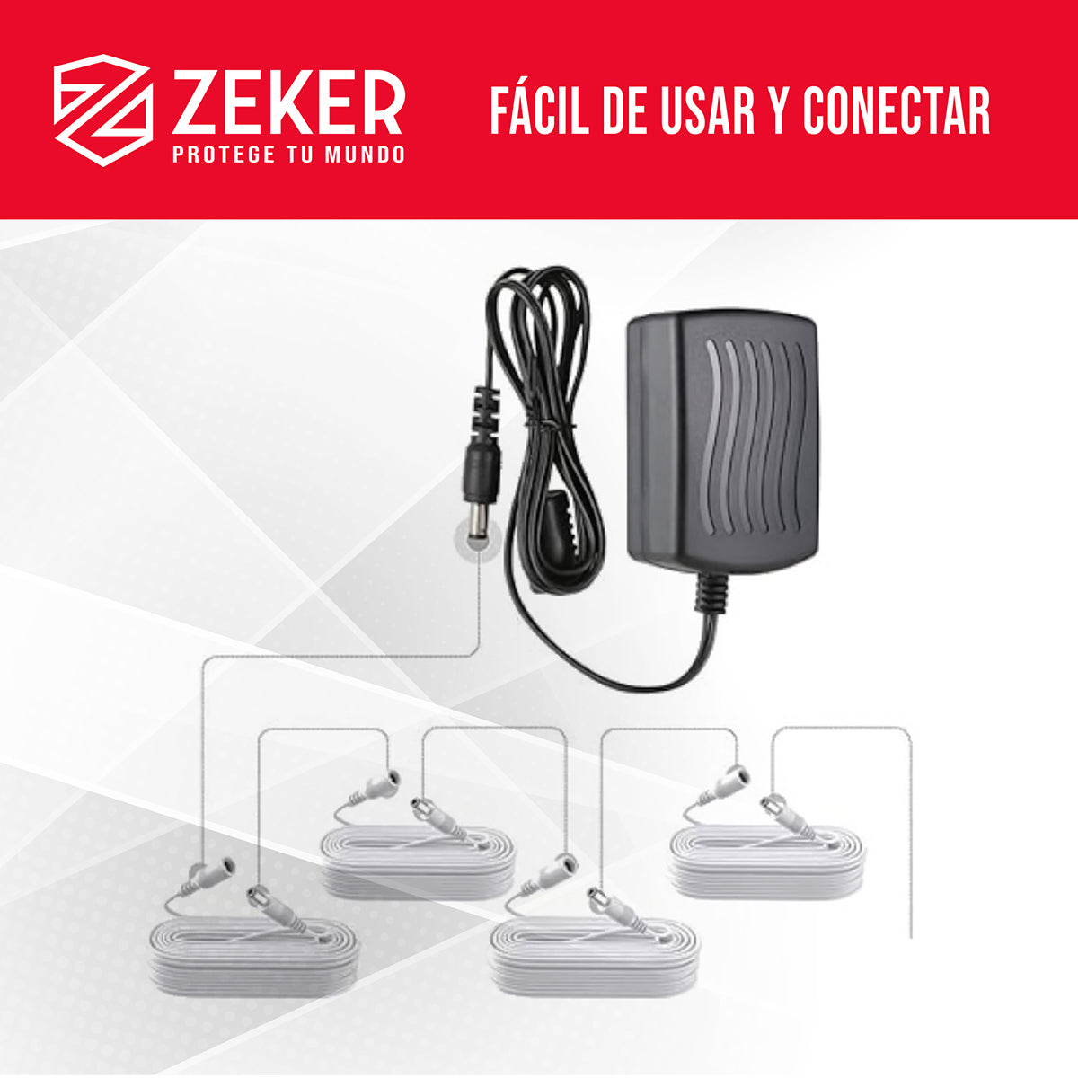 Cable Camara Seguridad Zeker Extensor Universal 20 Mts 12v