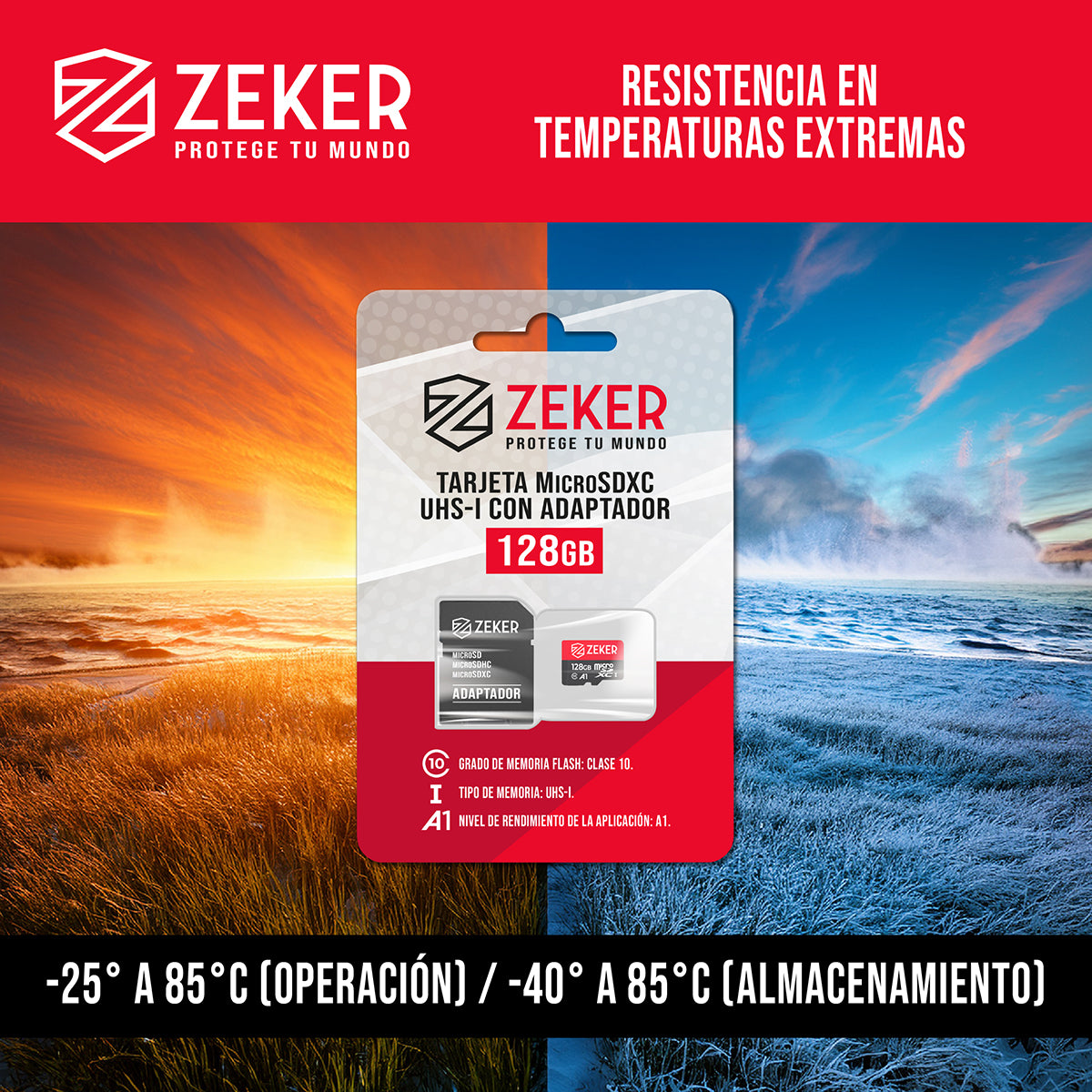 Tarjeta Micro Sd Memoria 128 Gb Zeker 100mbps Adaptador SD