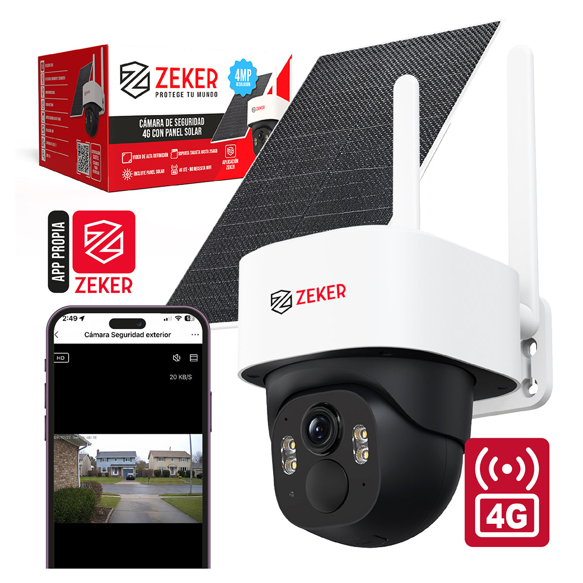 Cámara De Seguridad 4G Solar Exterior 4MP Zeker