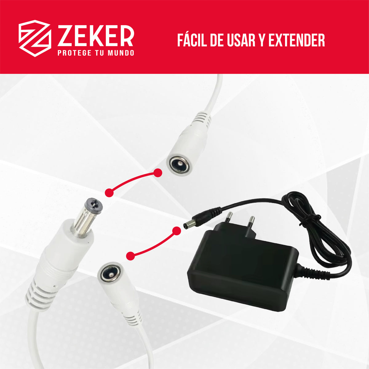 Cable Dual Camara Seguridad Zeker Extensor Poder Ethernet 5m