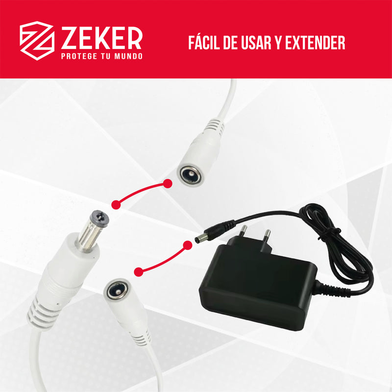Cable Dual Ethernet + Corriente para Cámara de Seguridad 5Mts Zeker - app
