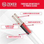 Cable Camara Seguridad Zeker Extensor Universal 20 Mts 12v