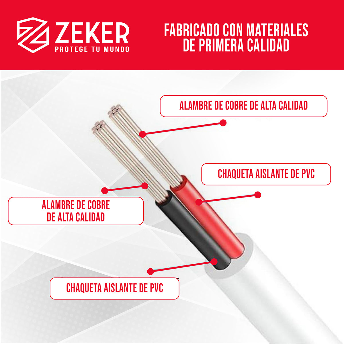 Cable Camara Seguridad Zeker Extensor Universal 20 Mts 12v