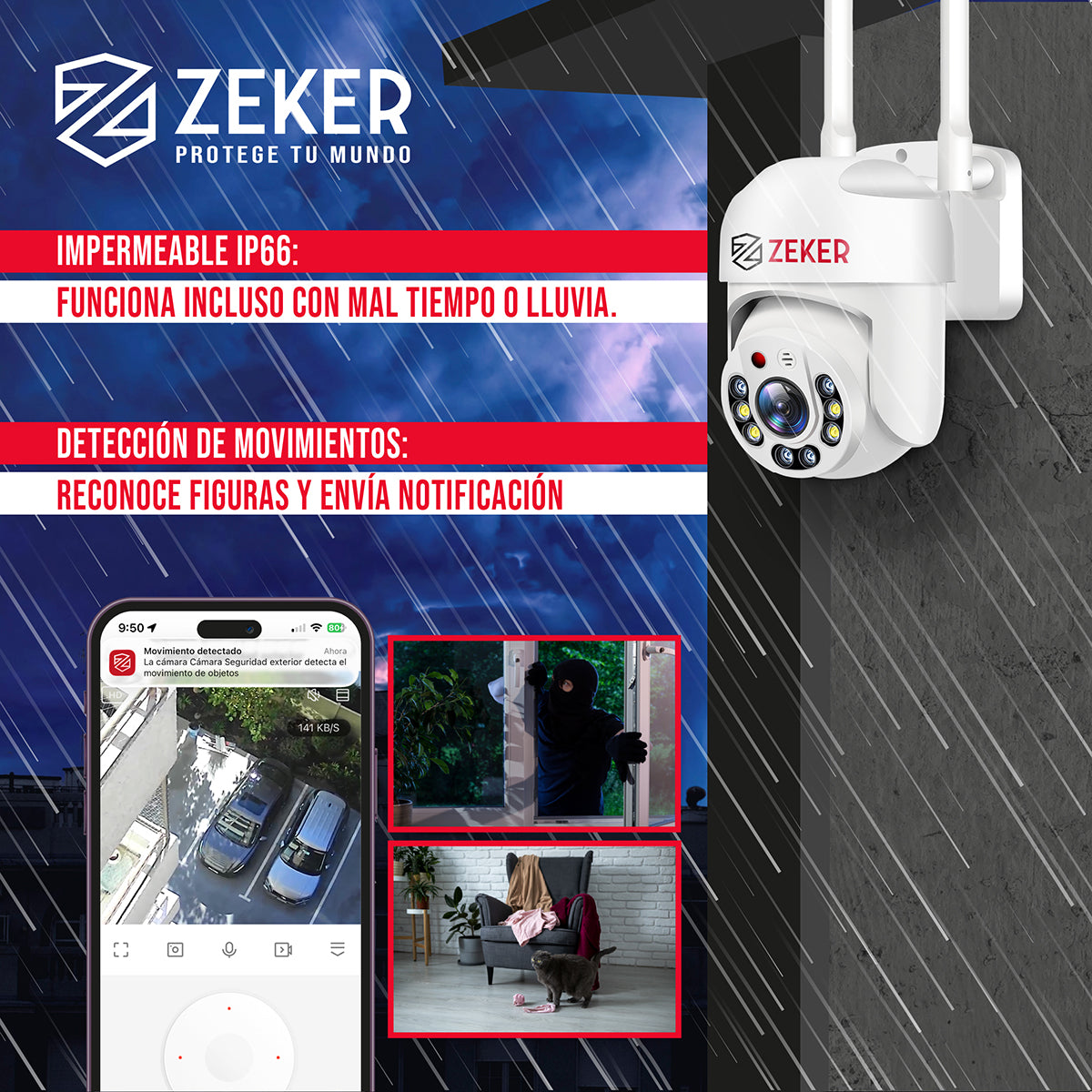 Pack X3 Camara De Seguridad Wifi Impermeable Zeker 4mp 2.4g