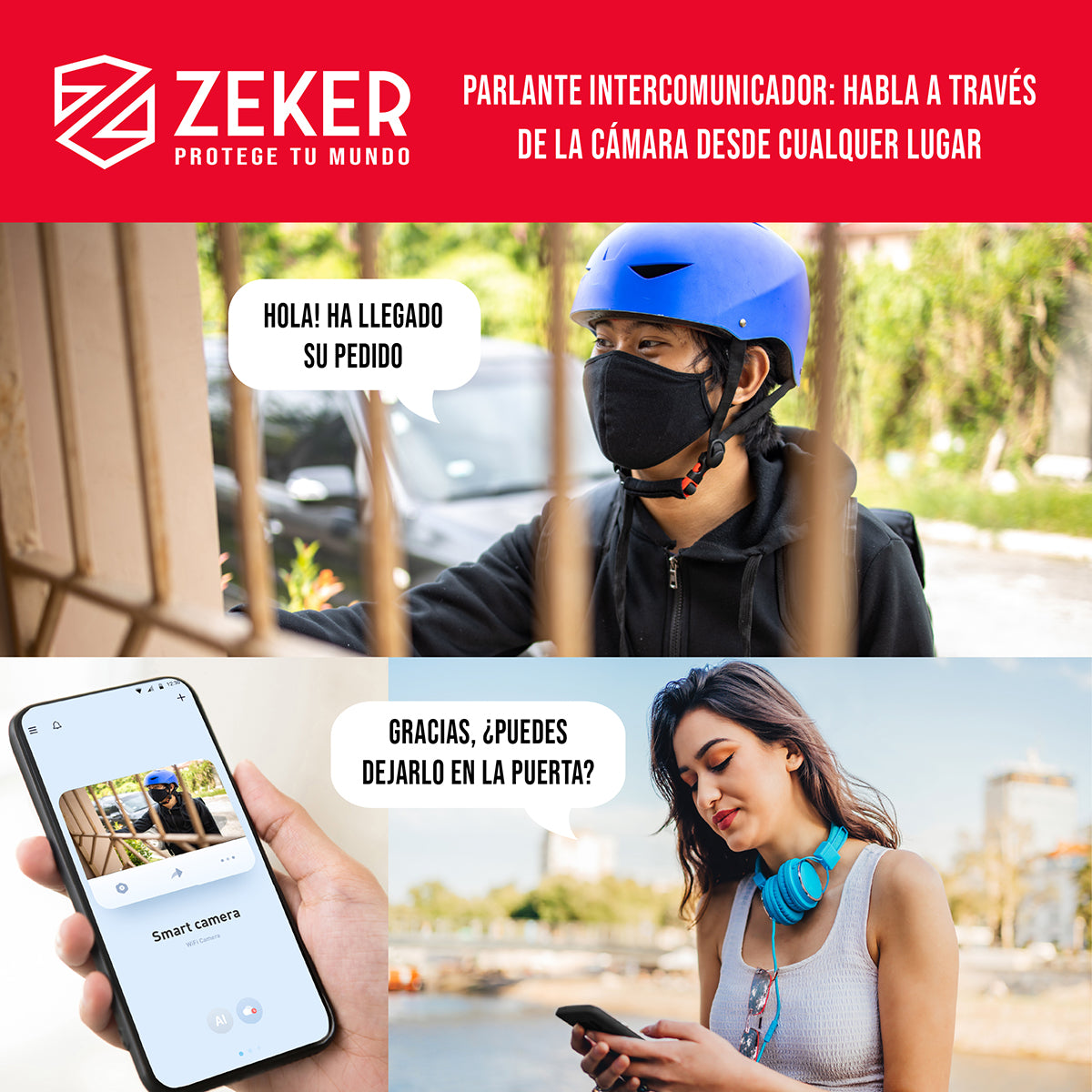 Pack x3 Cámara de Seguridad Wifi Impermeable Zeker 2MP 5G