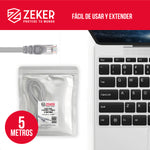Cable Dual Camara Seguridad Zeker Extensor Poder Ethernet 5m