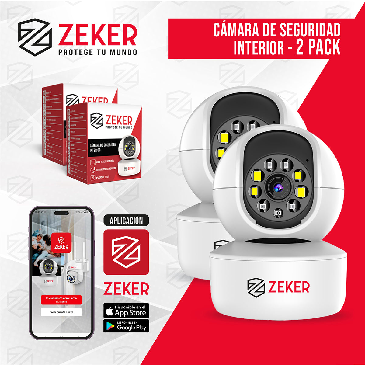 Camara De Seguridad Interior Wifi IP Zeker 2MP 2.4G X2