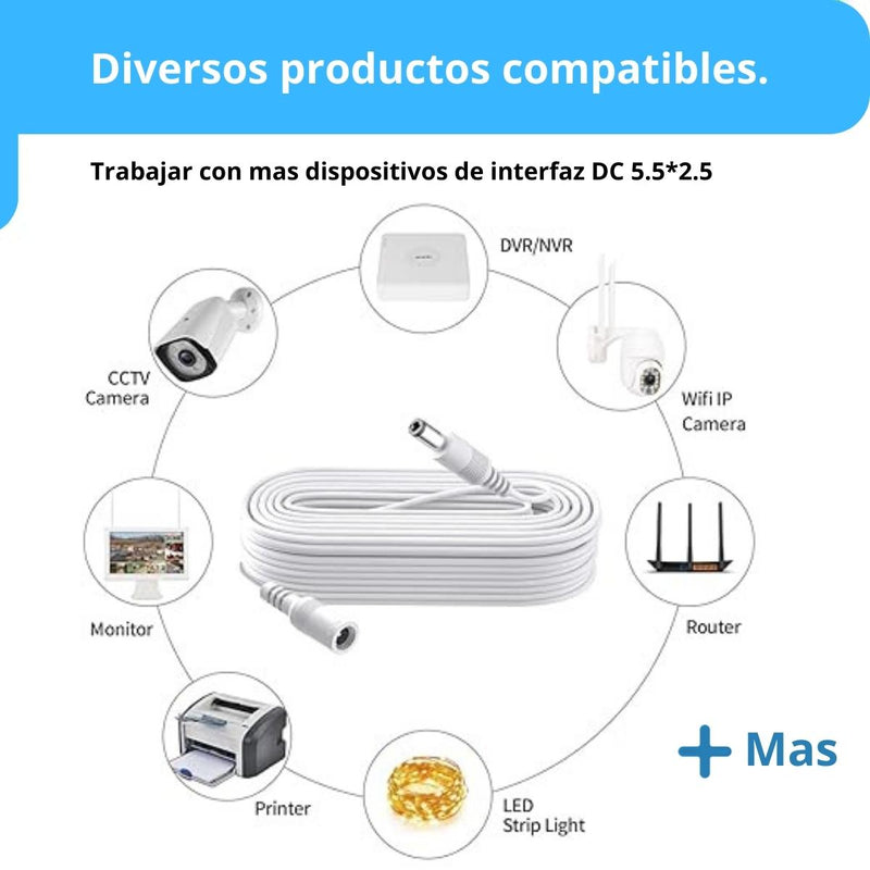 Cable Camara Seguridad 10MTS Extensor Universal 12V DC - app
