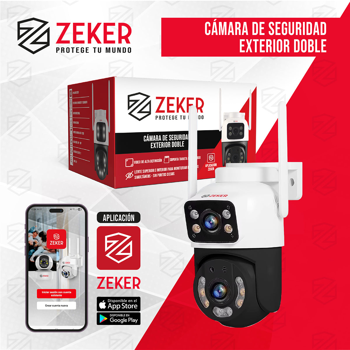Camara De Seguridad 5G Zeker Doble 4MP Exterior Impermeable